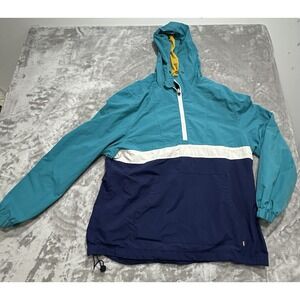 Cotton On Jacket Mens Size XL Blue Seafoam Windbreaker‎ Hooded Outdoors Zip Up